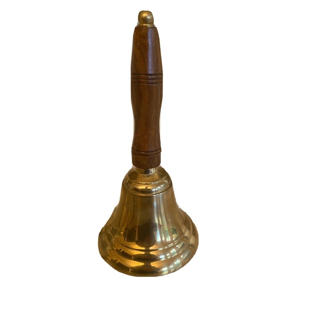 Vintage‎ Brass Hand Bell With Wooden Handle